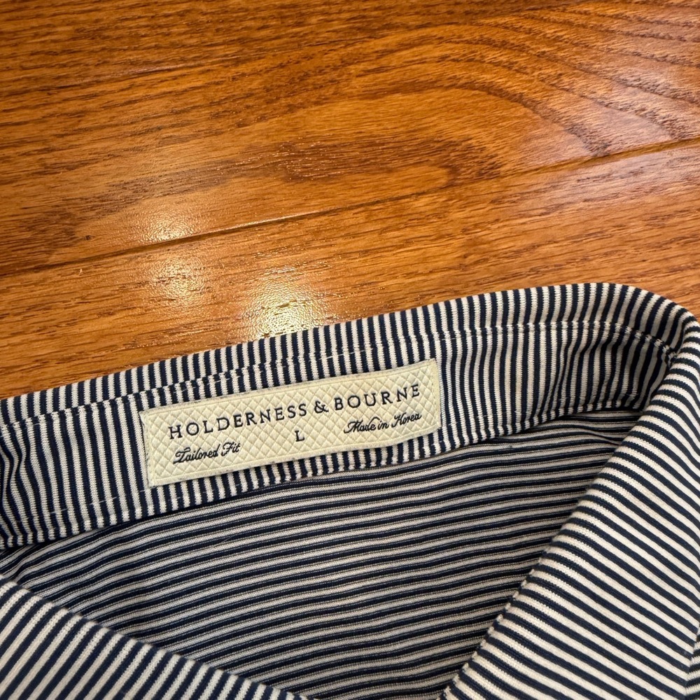 Holderness & Bourne Dubliner Golf Classic Polo Shirt Mens Large Blue Striped - Picture 6 of 13